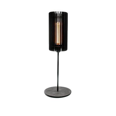 Tubo Bedside table lamp - Natural wood - matt black - Assembled