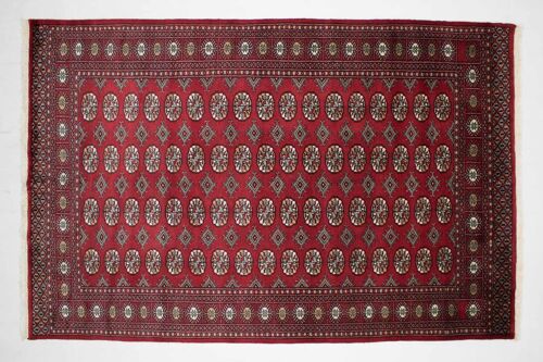 Pakistan Buchara 238x156 Handgeknüpft Teppich 160x240 Rot Orientalisch Kurzflor Orient