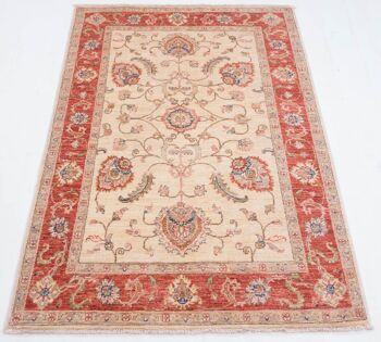 Tapis Afghan Feiner Chobi Ziegler 150x101 noué main 100x150 motif fleur rouge 2