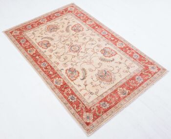 Tapis Afghan Feiner Chobi Ziegler 150x101 noué main 100x150 motif fleur rouge 3