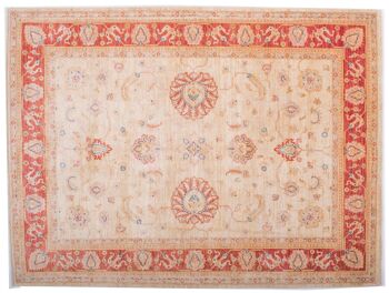 Tapis Afghan Feiner Chobi Ziegler 198x151 noué main 150x200 motif fleur rouge 1