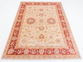 Tapis Afghan Feiner Chobi Ziegler 198x151 noué main 150x200 motif fleur rouge 2