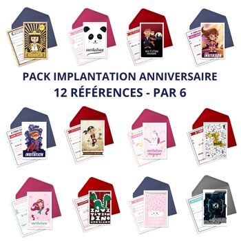 Pack implantation anniversaire | 72 pack invitations anniversaire 1
