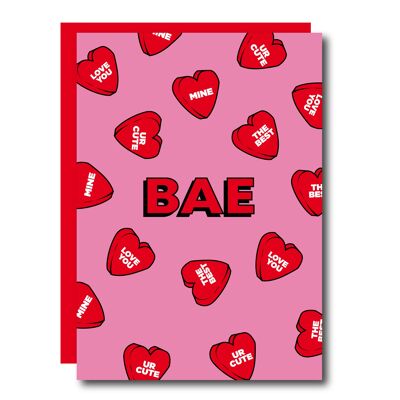 Tarjeta del día de San Valentín de corazones BAE