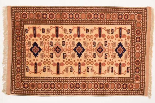 Afghan Mauri Kabul 176x116 Handgeknüpft Teppich 120x180 Beige Geometrisch Muster