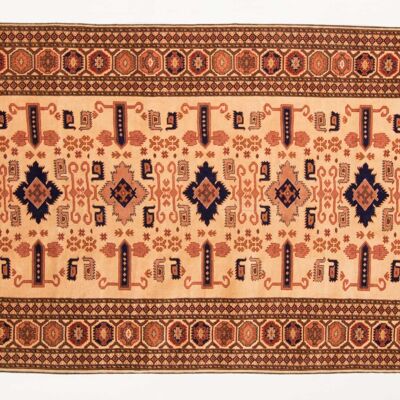 Tapis Afghan Mauri Kabul 176x116 noué main 120x180 motif géométrique beige