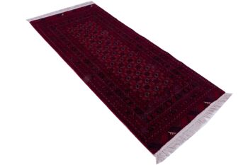 Tapis Afghan Mauri 193x80 noué main 80x190 motif géométrique rouge poils courts Orient 4