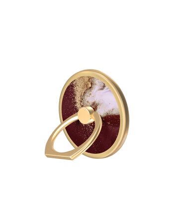 Bague Magnétique Monture Marbre Bordeaux Doré 3