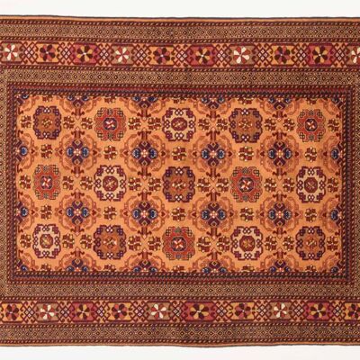 Afghan Mauri Kabul 157x113 alfombra anudada a mano 110x160 naranja patrón geométrico