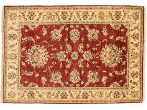 Afghan Chobi Ziegler 153x109 Handgeknüpft Teppich 110x150 Rot Blumenmuster Kurzflor