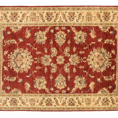 Afghan Chobi Ziegler 153x109 alfombra anudada a mano 110x150 patrón de flores rojas pelo corto