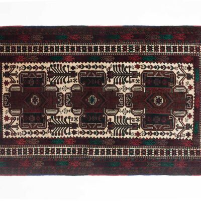 Afghan Belutsch 185x110 Handgeknüpft Teppich 110x190 Mehrfarbig Geometrisch Muster