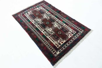 Tapis Afghan Baluch 185x110 noué main 110x190 motif géométrique multicolore 3