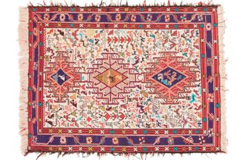 Tapis persan en soie soumakh 130x98 tissé main 100x130 multicolore oriental 1