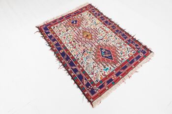 Tapis persan en soie soumakh 130x98 tissé main 100x130 multicolore oriental 4