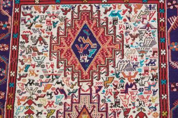 Tapis persan en soie soumakh 130x98 tissé main 100x130 multicolore oriental 5