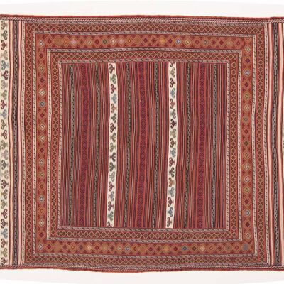 Afghan Mushwani Kilim 200x139 hand-woven carpet 140x200 multicolored lines handmade