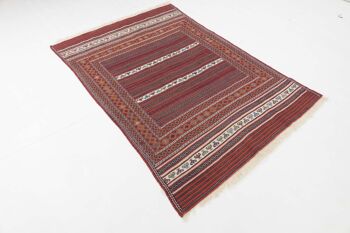 Tapis Afghan Mushwani Kilim 200x139 tissé main 140x200 lignes multicolores fait main 4