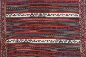 Tapis Afghan Mushwani Kilim 200x139 tissé main 140x200 lignes multicolores fait main 5