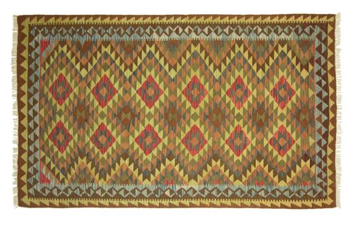 Afghan Maimana Kelim Bunt 251x154 Handgewebt Teppich 150x250 Mehrfarbig Geometrisch