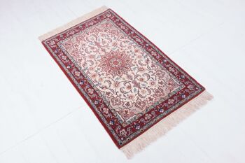 Tapis persan Ispahan 120x76 noué main 80x120 beige, oriental, poils courts, orient 4