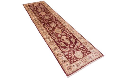 Afghan Chobi Ziegler 293x81 Handgeknüpft Teppich 80x290 Läufer Beige Orientalisch