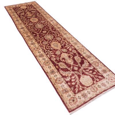 Afghan Chobi Ziegler 293x81 Handgeknüpft Teppich 80x290 Läufer Beige Orientalisch