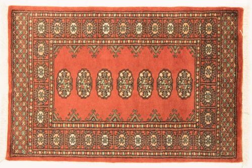 Pakistan Buchara 118x78 Handgeknüpft Teppich 80x120 Orange Geometrisch Muster Kurzflor