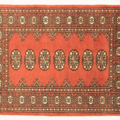 Pakistan Bukhara 118x78 alfombra anudada a mano 80x120 naranja patrón geométrico pelo bajo
