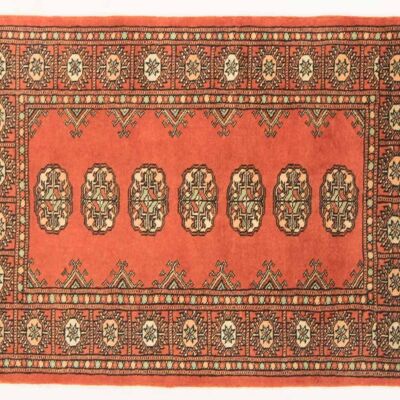 Pakistan Buchara 118x78 Handgeknüpft Teppich 80x120 Orange Geometrisch Muster Kurzflor