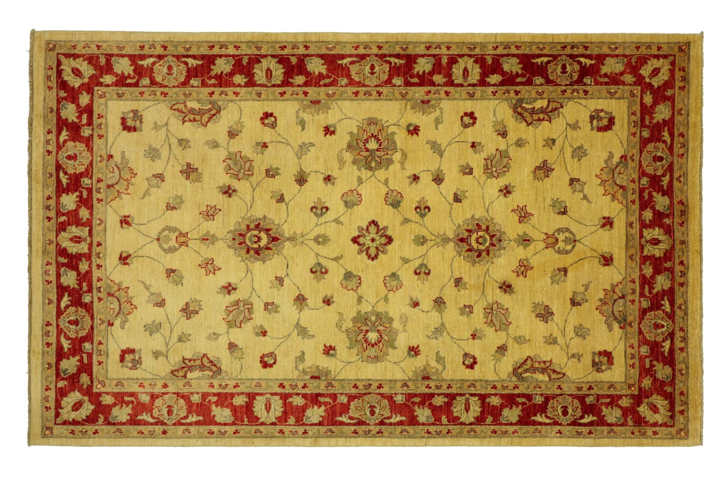 Afghan Chobi Ziegler 240x170 tappeto annodato a mano 170x240 beige floreale pelo corto Orient