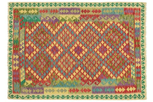 Afghan Maimana Kelim Bunt 192x157 Handgewebt Teppich 160x190 Handarbeit Orient Zimmer