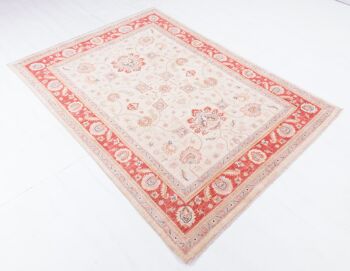 Tapis Afghan Feiner Chobi Ziegler 200x149 noué main 150x200 motif fleur beige 5