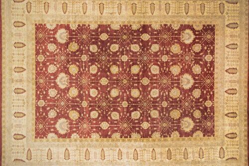 Afghan Chobi Ziegler 538x400 Handgeknüpft Teppich 400x540 Rot Orientalisch Kurzflor