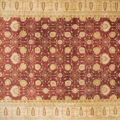 Afghan Chobi Ziegler 538x400 Handgeknüpft Teppich 400x540 Rot Orientalisch Kurzflor