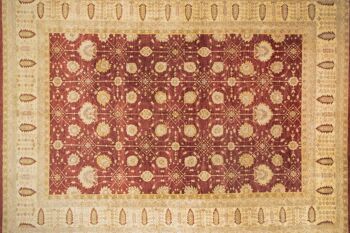 Tapis Afghan Chobi Ziegler 538x400 noué main 400x540 rouge, oriental, poils courts 1