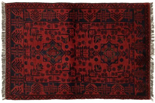 Afghan Khal Mohammadi 123x82 Handgeknüpft Teppich 80x120 Braun Geometrisch Muster