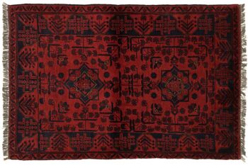 Tapis Afghan Khal Mohammadi 123x82 noué main 80x120 motif géométrique marron 1