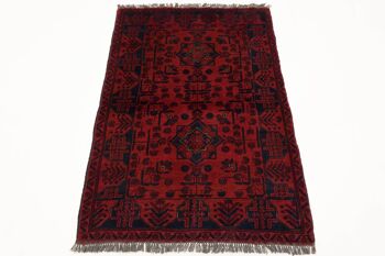 Tapis Afghan Khal Mohammadi 123x82 noué main 80x120 motif géométrique marron 2