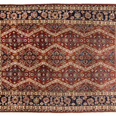 Tappeto persiano antico 380x270 tappeto annodato a mano 270x380 rosso motivo geometrico