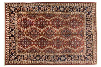 Tapis persan persan ancien 380x270 tapis noué main 270x380 motif géométrique rouge 1