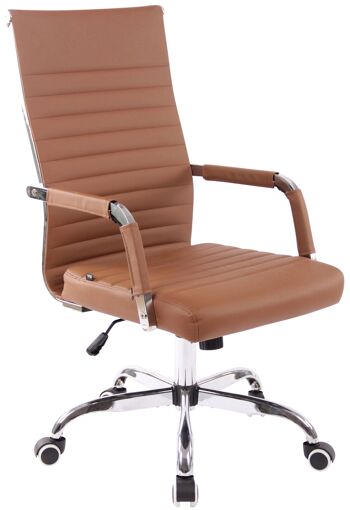 Chaise de bureau - Chaises de bureau pour adultes - Design - Matelassé - Cuir artificiel - Crème - 58x66x115 cm , SKU100 1