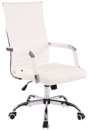 Chaise de bureau - Chaises de bureau pour adultes - Design - Matelassé - Cuir artificiel - Crème - 58x66x115 cm , SKU100 8