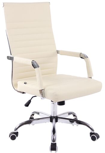 Chaise de bureau - Chaises de bureau pour adultes - Design - Matelassé - Cuir artificiel - Crème - 58x66x115 cm , SKU105 2