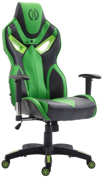 Chaise de jeu adulte en cuir artificiel - design sportif - vert/noir - 76x72x133 , SKU117 1