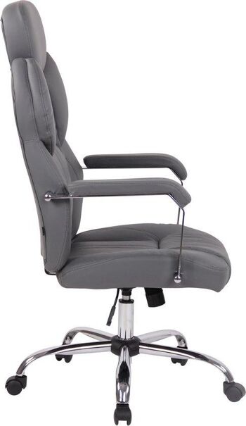 Chaise de bureau - Chaise de bureau - Durable - Matelassé - Cuir artificiel - Gris - 66x71x127 cm , SKU119 3