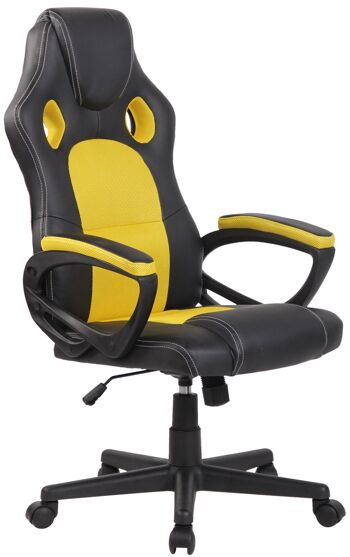 Chaise de bureau - Chaises de bureau pour adultes - Moderne - Réglable en hauteur - Cuir artificiel - Jaune/noir - 61x59x116 cm , SKU124 8