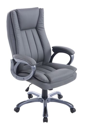 Chaise de bureau - Chaises de bureau pour adultes - Oreiller - Réglable en hauteur - Cuir artificiel - Gris - 65x73x124 cm , SKU136 1