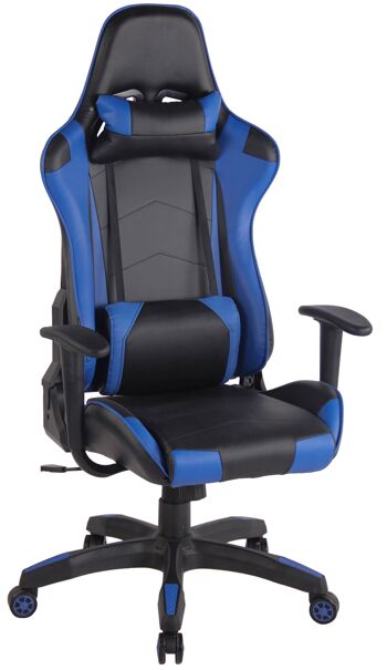 Chaise de bureau - Chaise de jeu - Hauteur réglable - Cuir artificiel - Blanc/noir - 65x47x138 cm, SKU158 2