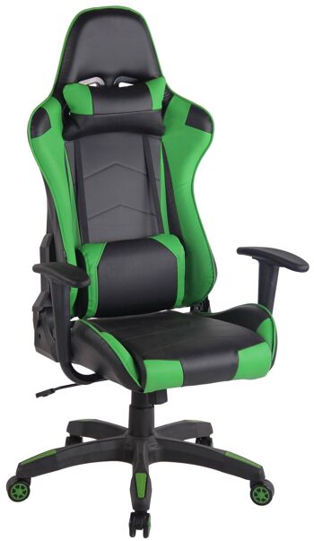 Chaise de bureau - Chaise de jeu - Hauteur réglable - Cuir artificiel - Blanc/noir - 65x47x138 cm, SKU158 4